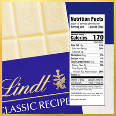 Lindt CLASSIC RECIPE White Chocolate Bar. White Chocolate Candy. 4.4 oz. (12 Pack)