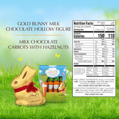 Lindt GOLD BUNNY Milk Chocolate & Milk Chocolate Easter Candy with Hazelnut Carrot Sticks. 5.4 oz.