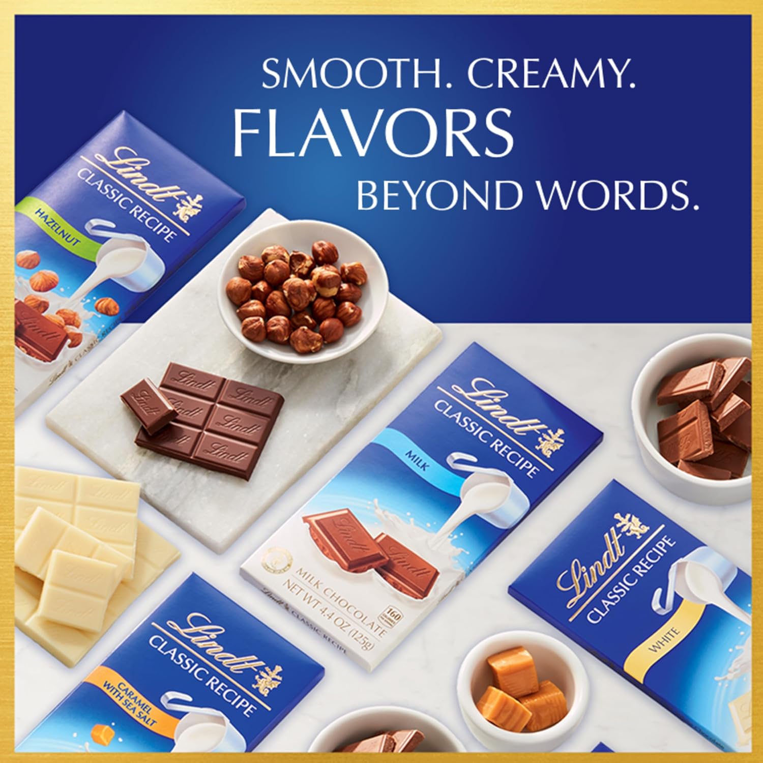 Lindt CLASSIC RECIPE White Chocolate Bar. White Chocolate Candy. 4.4 oz. (12 Pack)